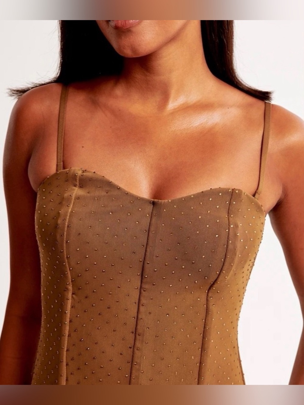 NWT Abercrombie Brown Beaded Bustier Corset Sleeveless Tank Top